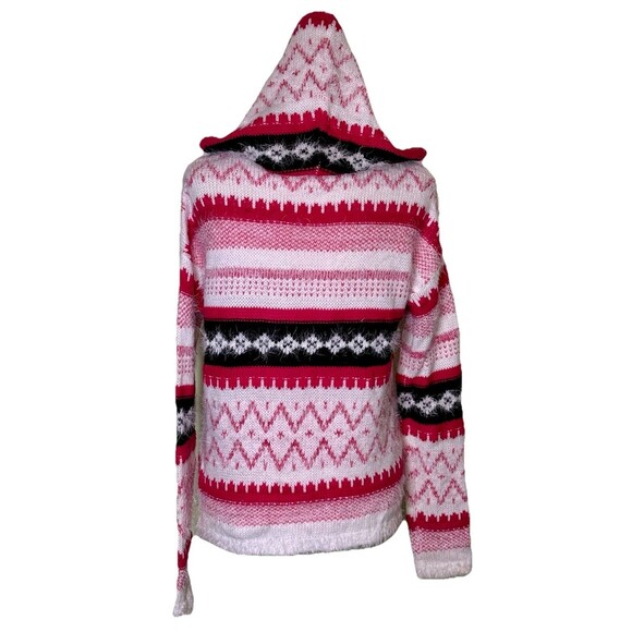 2 Arizona Women’s Fuzzy Cozy Fair Isle Hooded Sweaters Y2K Cute Aztec Casual Lg - Picture 13 of 16